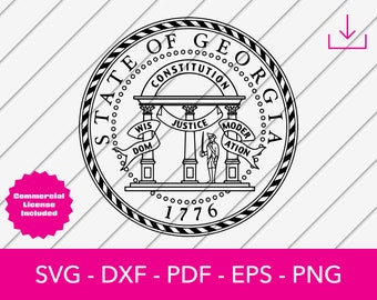Georgia Svg, Georgia State Seal Svg, Georgia Flag Svg - Cut File - PNG - DXF - Cricut - Vector Clipart - Design - Instant Download