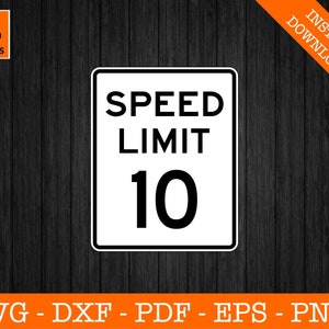 Lege MPH snelheidslimiet 10 teken Svg, auto's Svg, tien jaar oude verjaardag Svg, silhouet snijden bestand - png - dxf - eps - Cricut vorm Vector Clipart