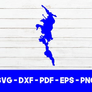 Lake Sunapee, New Hampshire Map Shape SVG Cut File - PNG - DXF - Cricut - Vector Clipart - Design - Instant Download