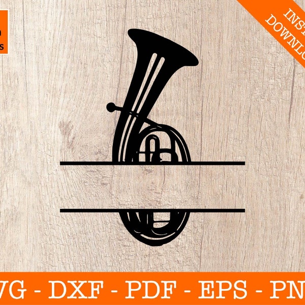 Tenor Horn Frame Svg, Tenorhorn Svg, Band Svg, Jazz Svg, Silhouette SVG Cut File - PNG - DXF - Cricut - Vector Clipart - Instant Download