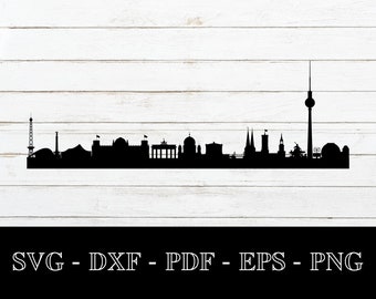 Berlin, Germany Skyline Cityscape Silhouette Shadow SVG Cut File - PNG - DXF - Cricut - Vector Clipart - Instant Download