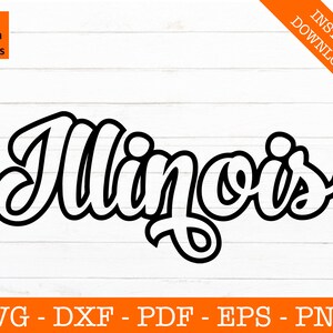 Retro Illinois Svg, Illinois State Svg, Universiteit, College, Clipart, Classic - Cut File - PNG - DXF - Cricut - Vector Clipart - Design