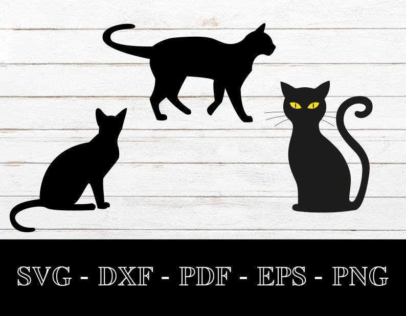 Download Black Cat Svg Black Halloween Cat SVG Cut File PNG DXF | Etsy