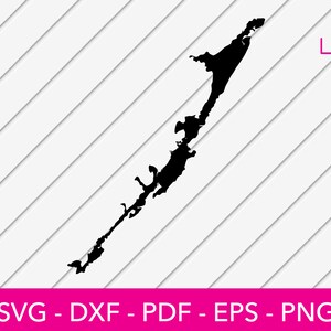 Key Largo Island, Florida Keys carte forme - plage océan SVG coupe fichier - PNG - DXF - Cricut - Vector Clipart - Design - téléchargement immédiat