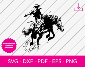 Cowboy SVG, Rodeo SVG, Bucking Horse SVG, Cowboy on Horse, Bronc Rider, Cowboy Silhouette, Horse Riding, Digital Download, Cricut Silhouette