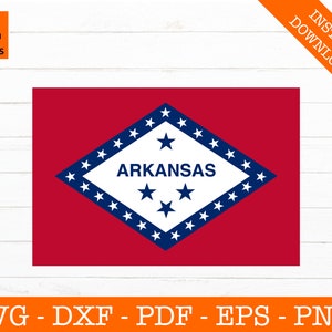 Arkansas Svg, Bandera del Estado de Arkansas Svg- PNG - DXF - Cricut - Clipart - Vinilo Troquelado - Plantilla cortadora