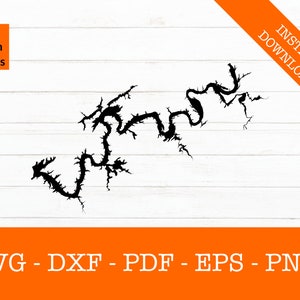 Fort Loudoun See Karte - See Leben - Form Tennessee Boot Leben SVG geschnitten Datei - PNG - DXF - Cricut - Sommer Vektor Clipart