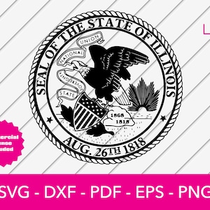 Illinois Svg, Illinois State Seal Svg, Illinois vlag Svg - bestand knippen - PNG - DXF - Cricut - Vector Clipart - ontwerp - Instant Download