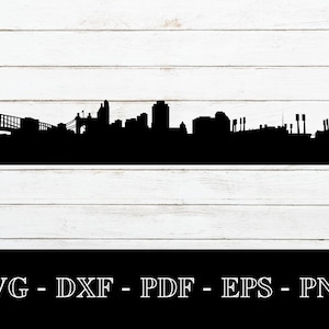 Cincinnati, Ohio Skyline Cityscape Silhouette Shadow SVG Cut File - PNG - DXF - Cricut - Vector Clipart - Téléchargement instantané