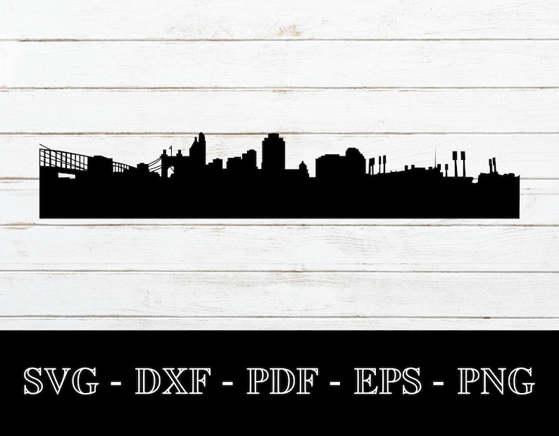Download Cincinnati Ohio Skyline Cityscape Silhouette Shadow SVG Cut | Etsy