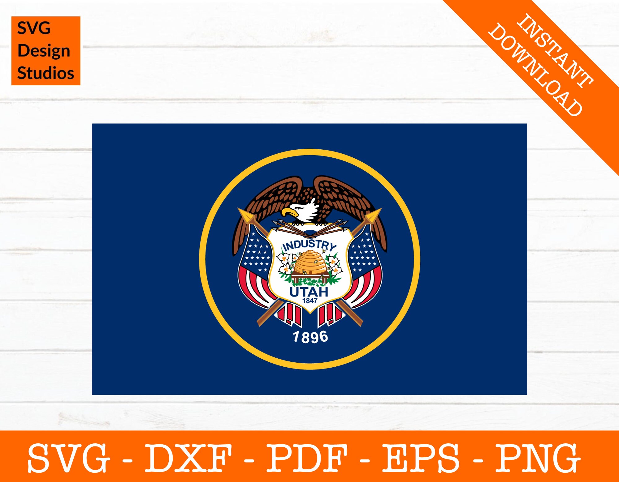 Utah Svg, Utah State Flag Svg- PNG - DXF - Cricut - Clipart - Vinile ...