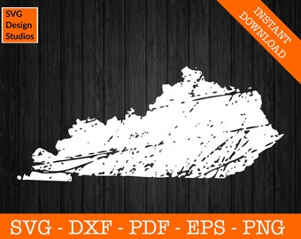 Kentucky Svg, kentucky state map distressed svg clipart, cut file, download, SVG PDF PNG - Cricut and Silhouette Cut Files - Commercial Use
