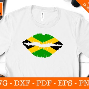 Jamaica Svg, Kiss Me, Jamaica Jamaican Flag Womans Girls Lips SVG Cut File - PNG - DXF - Cricut - Vector Clipart - Design - Instant Download