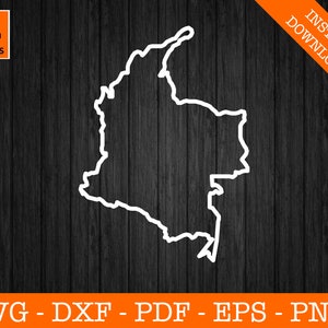 Colombie Svg, Colombie carte contour Svg, Colombie carte forme SVG coupe fichier - PNG - DXF - Cricut - Vector Clipart - Design - téléchargement immédiat