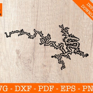 See der Ozarks Umrisse svg, See Ozarks svg, Missouri See svg, See der ozarks Schablone, Karte - eps, dxf, png, pdf - kommerzielle Lizenz