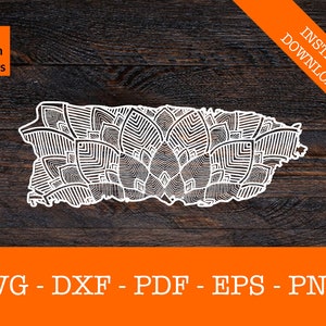 Puerto Rico Svg, Zentangle Mandala Puerto Rico Map Shape SVG Cut File - PNG - DXF - Cricut - Vector Clipart - Design - Instant Download