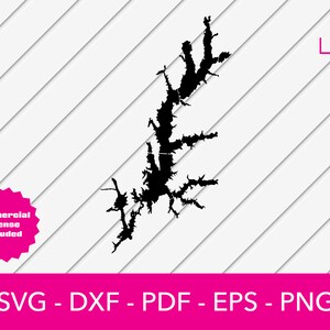 Jordan Lake, North Carolina Map Shape SVG Cut File - PNG - DXF - Cricut - Sommer Vektor Clipart Download