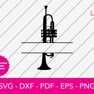 トランペット フレーム SVG、トランペット SVG、バンド SVG、ジャズ SVG、シルエット シャドウ SVG カット ファイル - PNG - DXF - Cricut - ベクター クリップアート - 即時ダウンロード