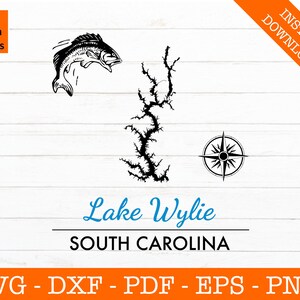 Lake Wylie, South Carolina Map Shape SVG Cut File - PNG - DXF - Cricut - Vector Clipart - Instant Download - Commercial License Included