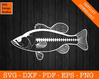 Pesca de lubina SVG, lubina svg, pescado svg, torneo svg, archivo - PNG - DXF - Cricut - Lake Beach - Clipart - Vinilo Die Cut - Plantilla