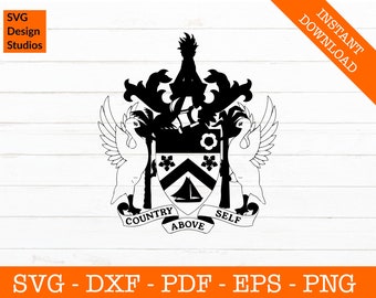 Vlag van het eiland Saint Kitts en Nevis, zegel, wapen, badge - bestand knippen - PNG - DXF - Cricut - Vector Clipart - ontwerp - Instant Download
