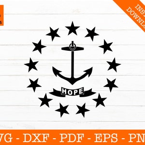 Rhode Island Svg, Bandera del Estado de Rhode Island en blanco y negro Svg- PNG - DXF - Cricut - Clipart - Vinilo Troquelado - Plantilla cortadora