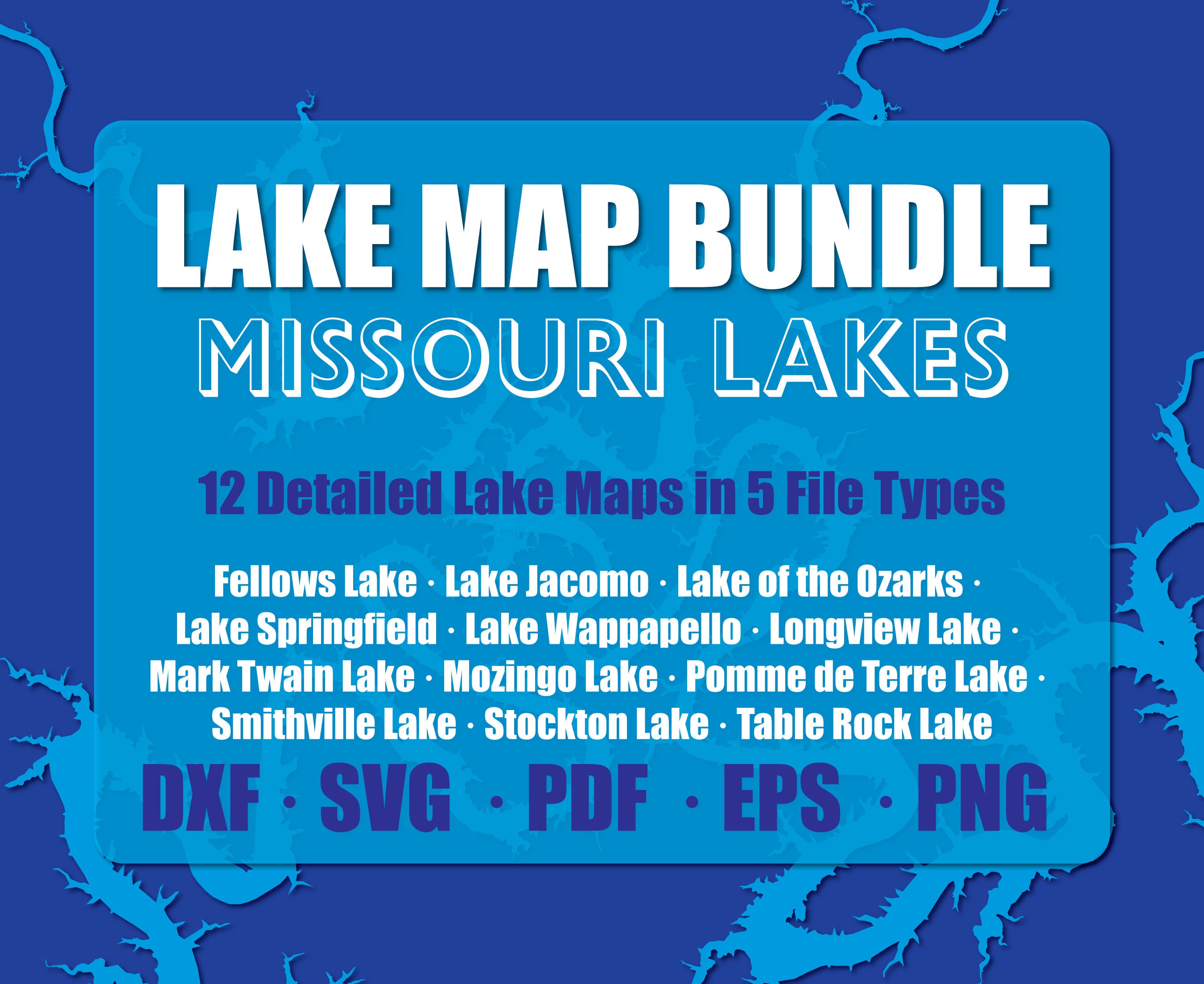 Missouri Lakes and Rivers Map: Show-Me State Waterways, image size:2700x2205