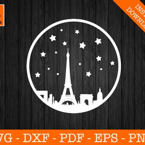 Paris Svg, Paris, France Skyline Cityscape Silhouette Shadow SVG Cut File - PNG - DXF - Cricut - Vector Clipart - Instant Download