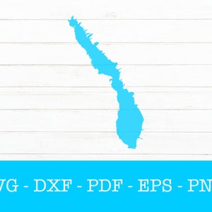 Canyon Ferry Lake, Montana Karte Form SVG geschnitten Datei - PNG - DXF - Cricut - Sommer Vektor Clipart Download