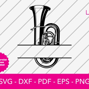 Tuba Rahmen svg, Tuba svg, Band svg, Jazz svg, Silhouette SVG geschnittene Datei - PNG - DXF - Cricut - Vektor Clipart - Instant Download
