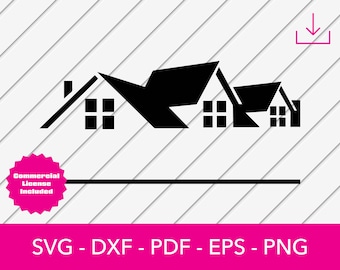House Roof Frame Svg, Roofing Svg, Roofer Svg, Eps, Dxf, Png, Pdf, Silhouette, Glowforge, Cricut Cut File - Vector Clipart Instant Download