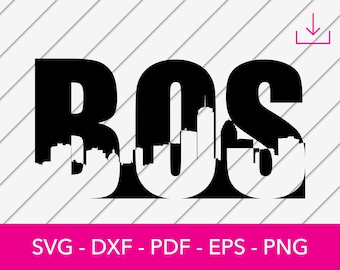 Boston Ssvg, Boston, Massachusetts Skyline Cityscape Silhouette SVG Cut File - PNG - DXF - Cricut - Vector Clipart - Descarga instantánea