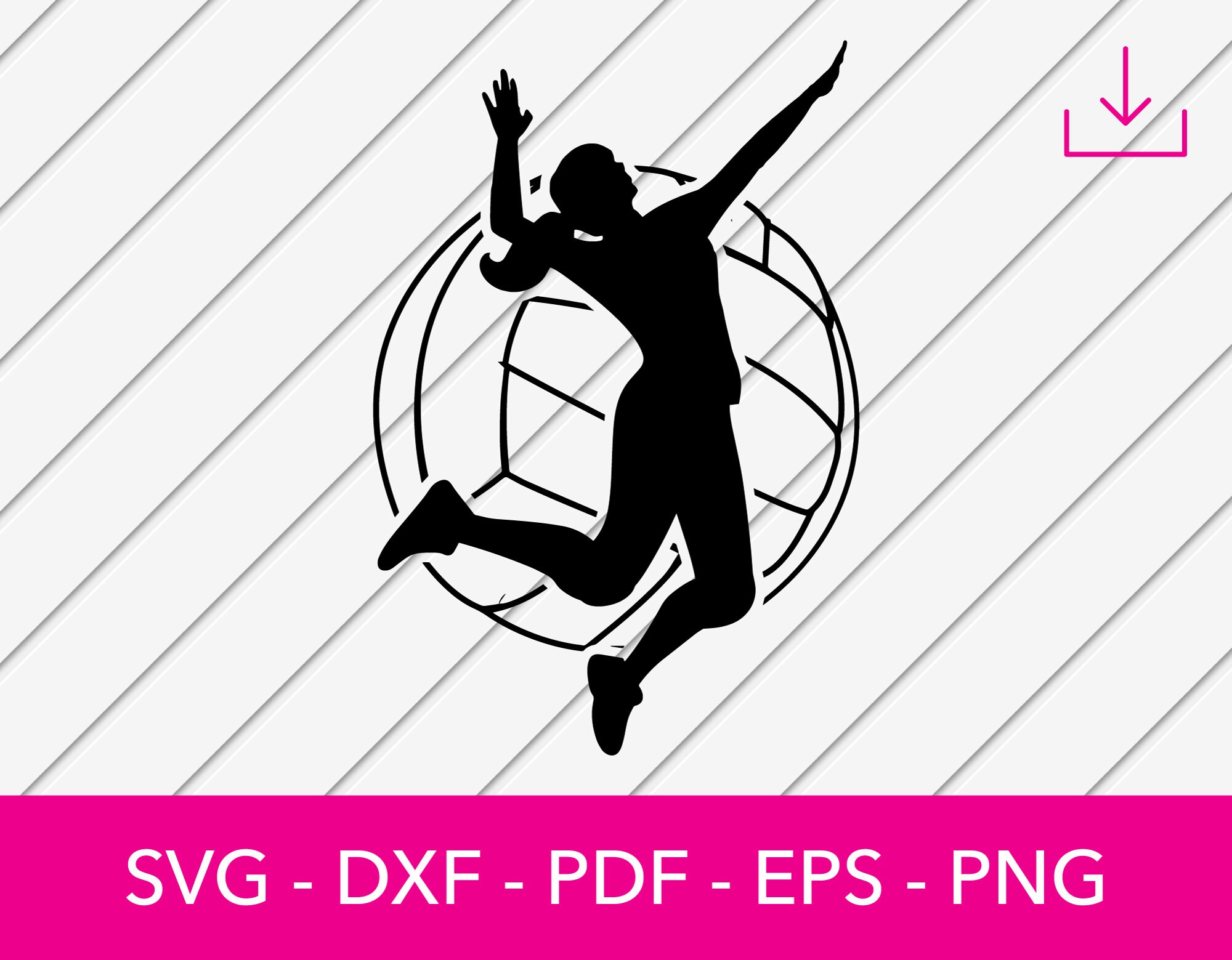 Volleyball Svg, Volleyball Player Svg, Volley Ball Svg, Spike Svg Silhouette Cut File PNG