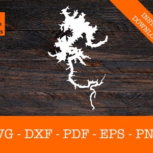 Lake Blue Ridge, Georgia Alabama Karte Form SVG geschnitten Datei - PNG - DXF - Cricut - Sommer Vektor Clipart