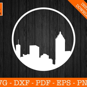 Atlanta Svg, Atlanta, Georgia Skyline Cityscape Silhouette SVG Cut File - PNG - DXF - Cricut - Vector Clipart - Instant Download
