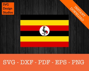 Oeganda Oegandese vlag SVG gesneden bestand - PNG - DXF - Cricut - Vector Clipart - Design - Instant Download