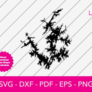 Lake Martin, Alabama Map Shape SVG Cut File - PNG - DXF - Cricut - Sommer Vektor Clipart - Kommerzielle Lizenz inklusive