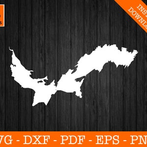 Ashokan Lake Reservoir, New York kaart vorm SVG gesneden bestand - PNG - DXF - Cricut - Vector Clipart - Instant Download - commerciële licentie