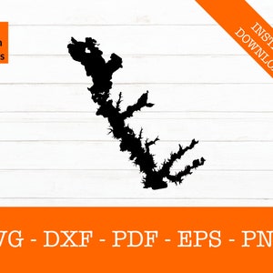 Cedar Creek See Stausee, Texas Karte Form SVG Datei - PNG - DXF - Cricut - Lake Life Sommer Vektor Clipart