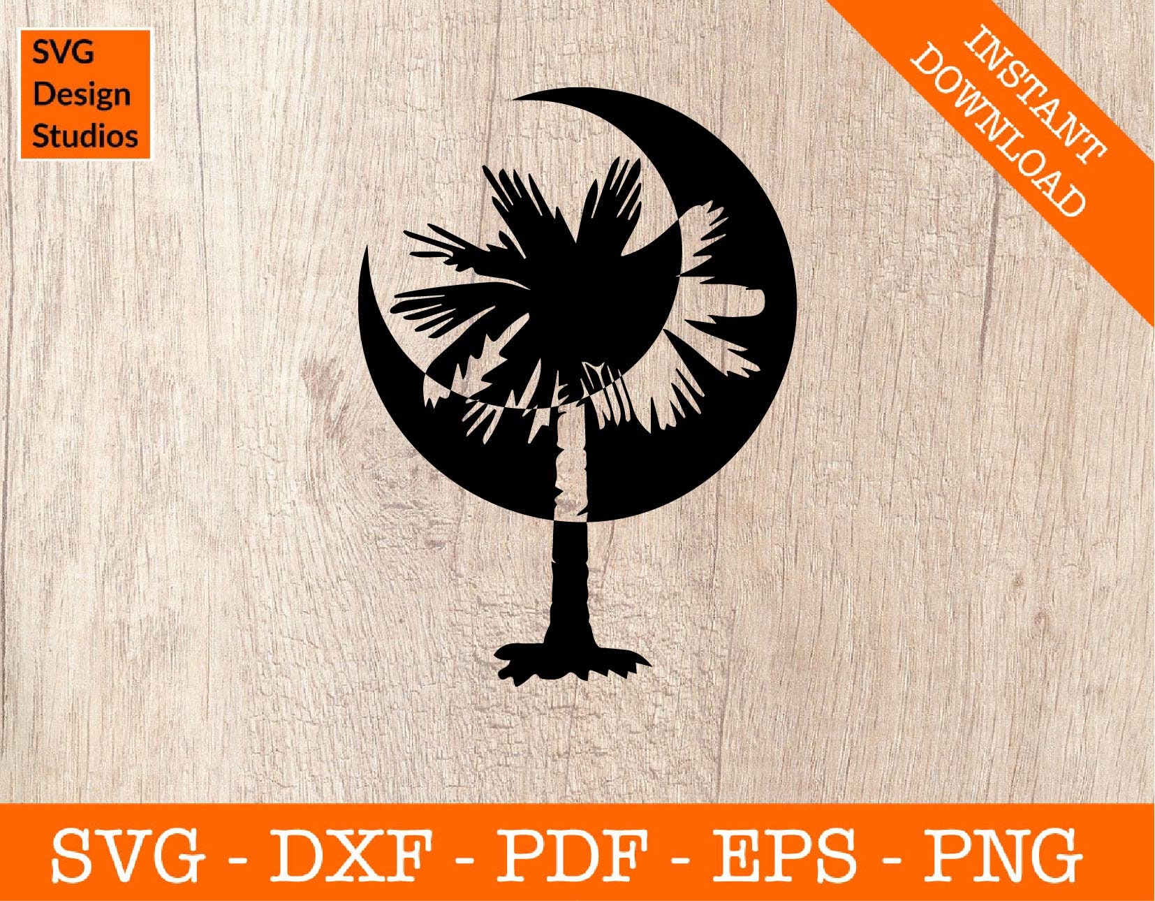 South Carolina Svg, Palm Tree and Moon Svg, Clipart SVG Cut File