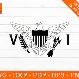 Islas Vírgenes svg, Bandera de las Islas Vírgenes de EE.UU. svg, Isla del Caribe, St. Croix, Bandera de las Islas Vírgenes de EE.UU., Cricut, Silueta, Descarga instantánea, Cortar archivo