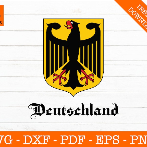 Germany Svg, Deutschland Svg, German Flag Svg, German Crest Svg, Gothic Script Cut File - PNG - DXF - Cricut - Vector Clipart - Design