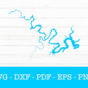 Lake Travis, Texas Map Shape SVG Cut File - PNG - DXF - Cricut - Sommer Vektor Clipart