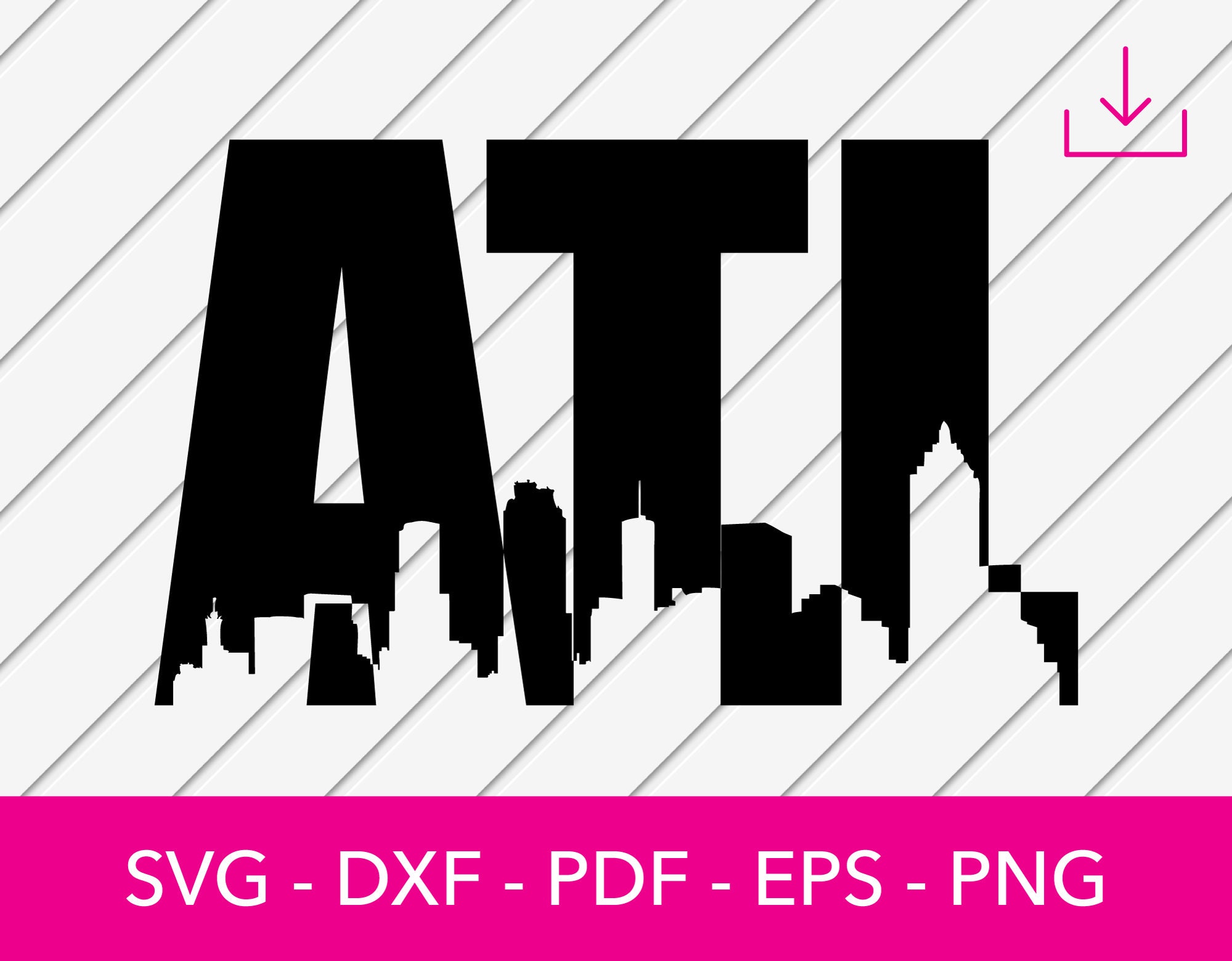 Atlanta Georgia Skyline Cityscape Silhouette Shadow SVG Cut - Etsy