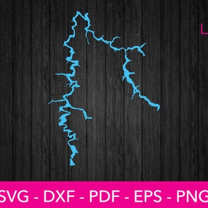 Stonewall Jackson Lake, West Virginia Mapa em forma de arquivo de corte SVG - PNG - DXF - Cricut - Clipart vetorial - Design - Download instantâneo