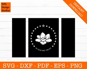 Mississippi Svg, Black and White Mississippi State Flag Svg- PNG - DXF - Cricut - Clipart - Vinyl Die Cut - Cutter Template