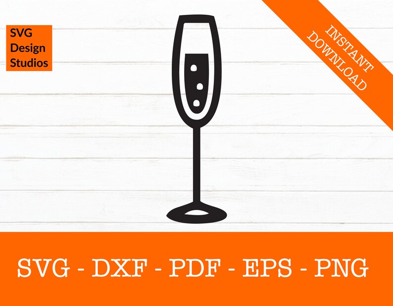 Champagne Glass Svg Silhouette Shadow SVG Cut File PNG DXF Etsy
