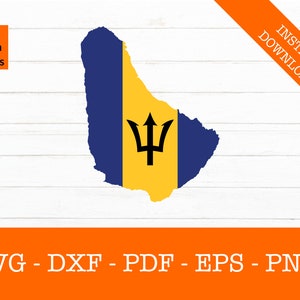 Barbados Flagge SVG, Barbados Insel Karte Flagge Umriss geschnitten Datei - PNG - DXF - Cricut - Vektor Clipart - Design - Instant Download