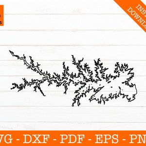 Lake Murray, South Carolina Karte Umriss Form SVG Datei - PNG - DXF - Cricut - Sommer Vektor Clipart - kommerzielle Lizenz enthalten