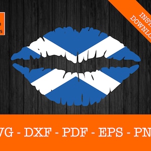 Puede incluir: Un diseño de labios azul y blanco con el patrón de la bandera escocesa. El diseño es perfecto para proyectos de manualidades, scrapbooking y más.